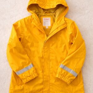Cat & Jack Yellow Hooded Rain Jacket Kids Large 10/12 Waterproof Reflective